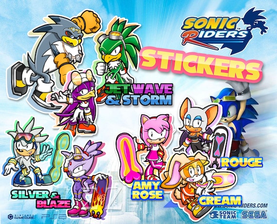 Sonic Riders Stickers Jet Wave Storm Rouge Amy Rose Cream -  Portugal