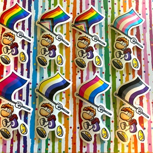 Gay Rayman LGBTQ+ Pride Flag Vinilo Pegatinas - Elija Orgullo, Bi, Trans, NB, Pan, Ace y más