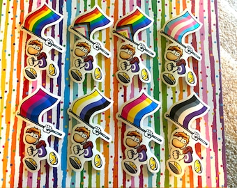 Gay Rayman LGBTQ+ Pride Flag Vinyl Stickers - Choose Pride, Bi, Trans, NB, Pan, Ace & More