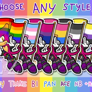 Pegatinas de vinilo con la bandera del orgullo LGBT del Team Chaotix de SEGA Sonic the Hedgehog, Espio the Chameleon, Gay, Bi, Trans, NB, Pan, Ace y más: opción personalizable
