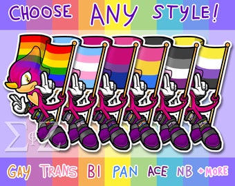 SEGA Sonic the Hedgehog Espio the Chameleon Team Chaotix LGBT Pride Flag Vinyl Stickers Gay Bi Trans NB Pan Ace & More - Customizable Option