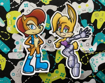 SEGA Sonic the Hedgehog Stickers - Princess Sally Acorn & Bunnie Rabbot from Archie Comic Books