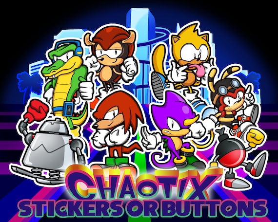 SEGA Knuckles Chaotix Stickers Pin Buttons or Prints Incl. Knuckles Mighty  Ray Espio Vector Charmy Bee Heavy & Bomb -  Israel