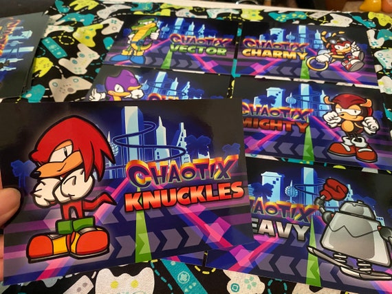 SEGA Knuckles Chaotix Stickers Pin Buttons or Prints Incl. Knuckles Mighty  Ray Espio Vector Charmy Bee Heavy & Bomb -  Israel