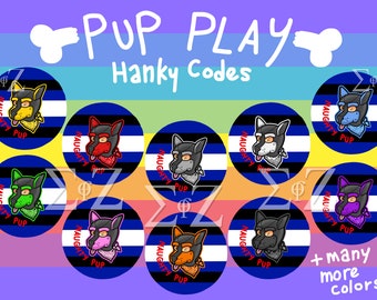 Naughty Pup Hanky Code Pup Play Kink Pin Button Set of 24 - LGBTQ Leather Furry Handler Master BDSM D/s Fetish Gear