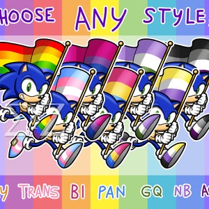 SEGA Sonic the Hedgehog LGBT Pride Flag-vinylstickers - kies uit Gay, Bi, Trans, NB, Genderqueer, Pan, Ace en meer - aanpasbare optie!
