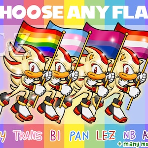 Pegatinas de vinilo con la bandera del orgullo LGBTQ+ de Super Shadow the Hedgehog, Sonic the Hedgehog Mania: ¡elige lesbianas, gays, bisexuales, trans, NB, pan, as y más!