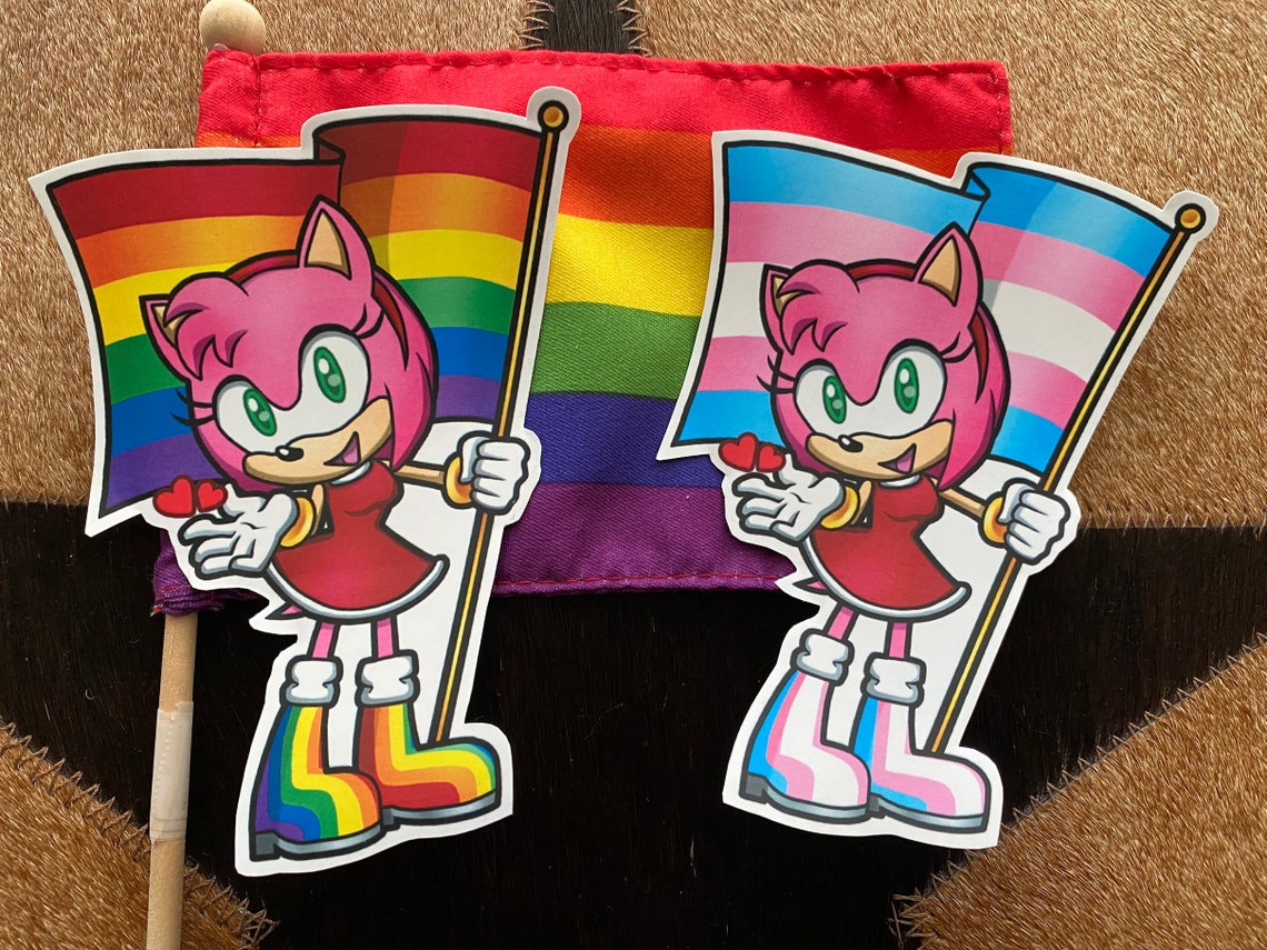 SEGA Sonic the Hedgehog Amy Rose LGBT Pride Flag Vinyl Sticker | Etsy