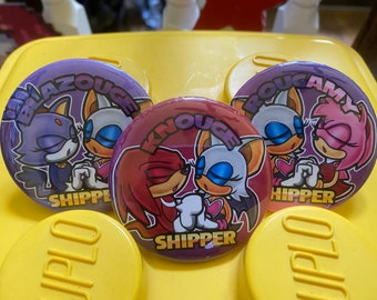 Sonic the Hedgehog Ships Pin Buttons Sonamy Sonally Sonadow -  Portugal