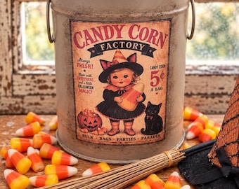 Large Vintage  Style Candy  Container with Vintage  Witch