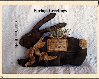 E Pattern    Primitive Spring Greetings Rabbit Pattern Click Your Heels