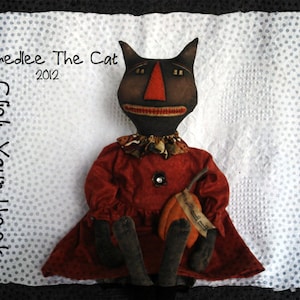 SMEDLEE the cat & fall pumpkin primitive doll E pattern click your heels