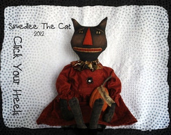 SMEDLEE the cat & fall pumpkin primitive doll E pattern click your heels