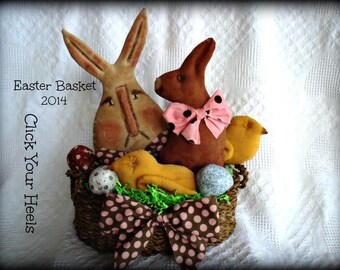 Primitive spring Easter Basket  E pattern Click Your Heels