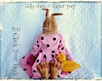 E Pattern Primitive Hilly Hare & Easter Peep Rabbit Click Your Heels