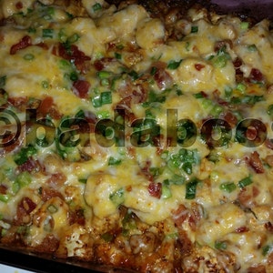 KETO Loaded Cauliflower and Buffalo Chicken Casserole recipe - Low Carb - Gluten Free! - great potluck dish! Digital Download