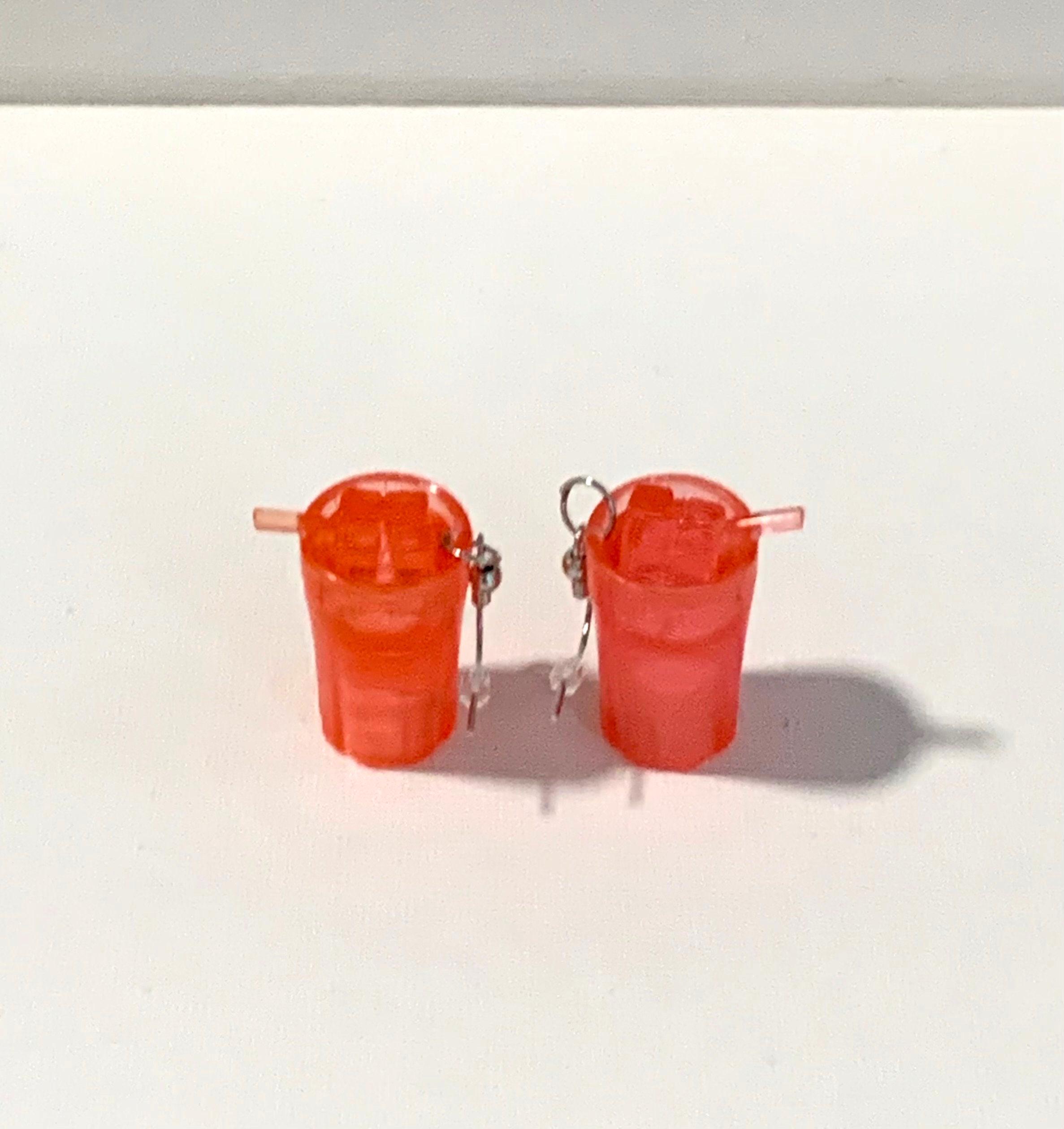 Pink Soda Glass Earrings - Thumbnail 3