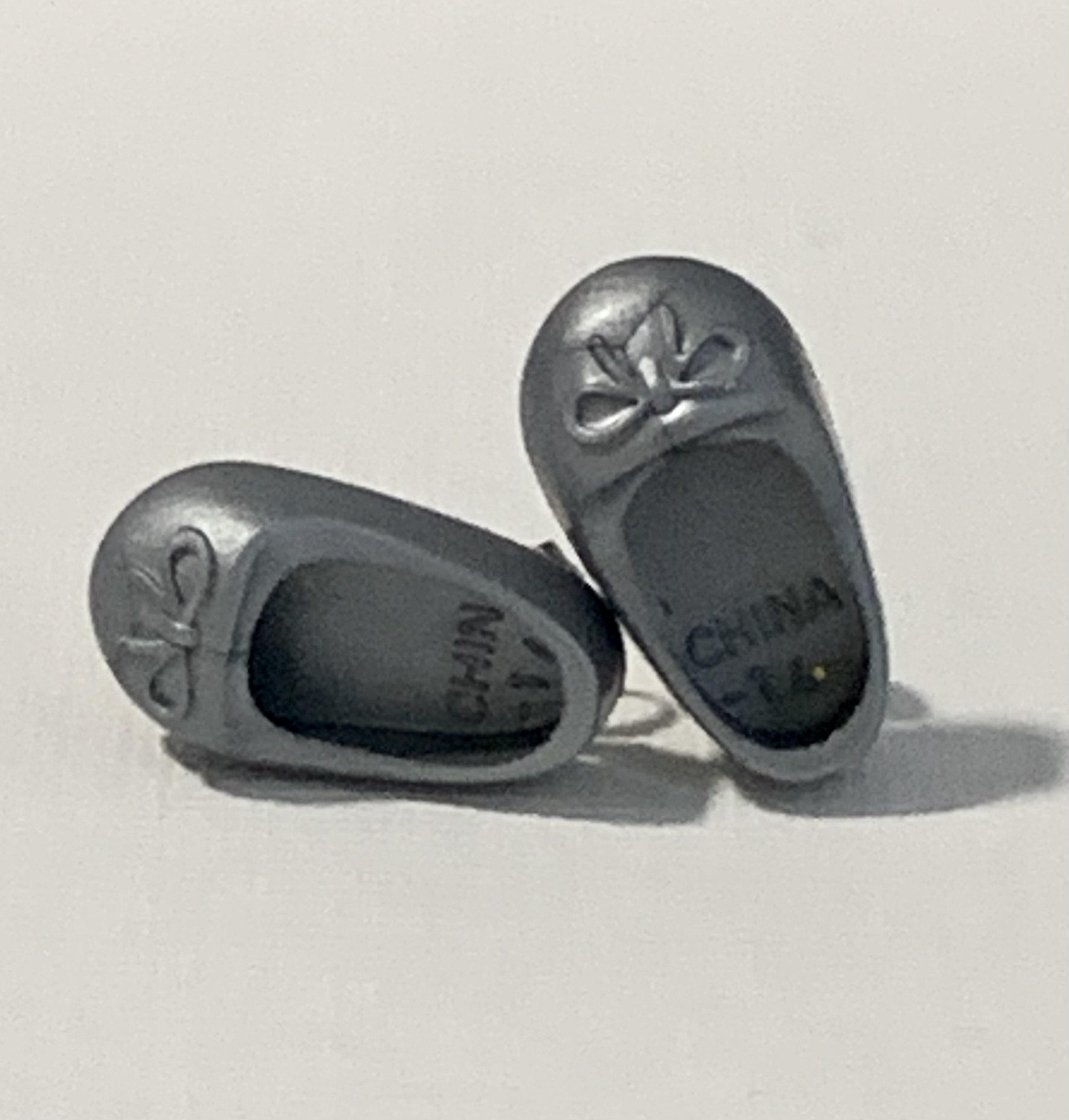 Silver ballet flat earrings