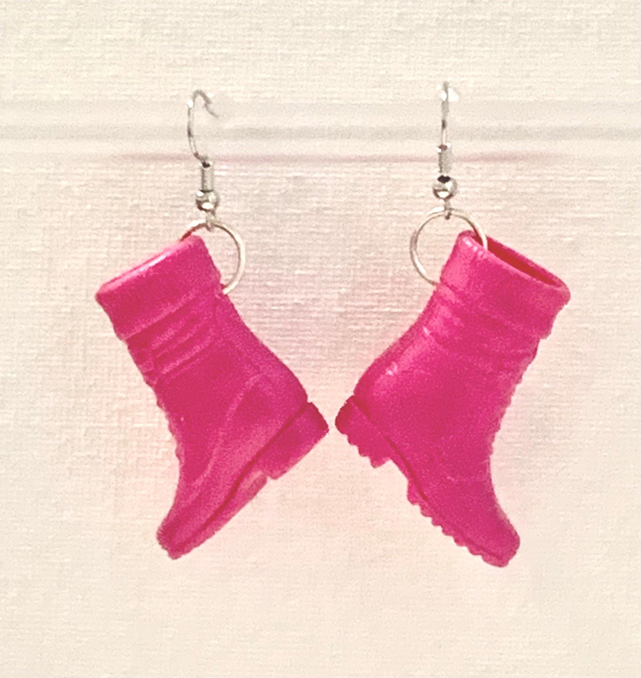 Pink Hiking Boot Earrings