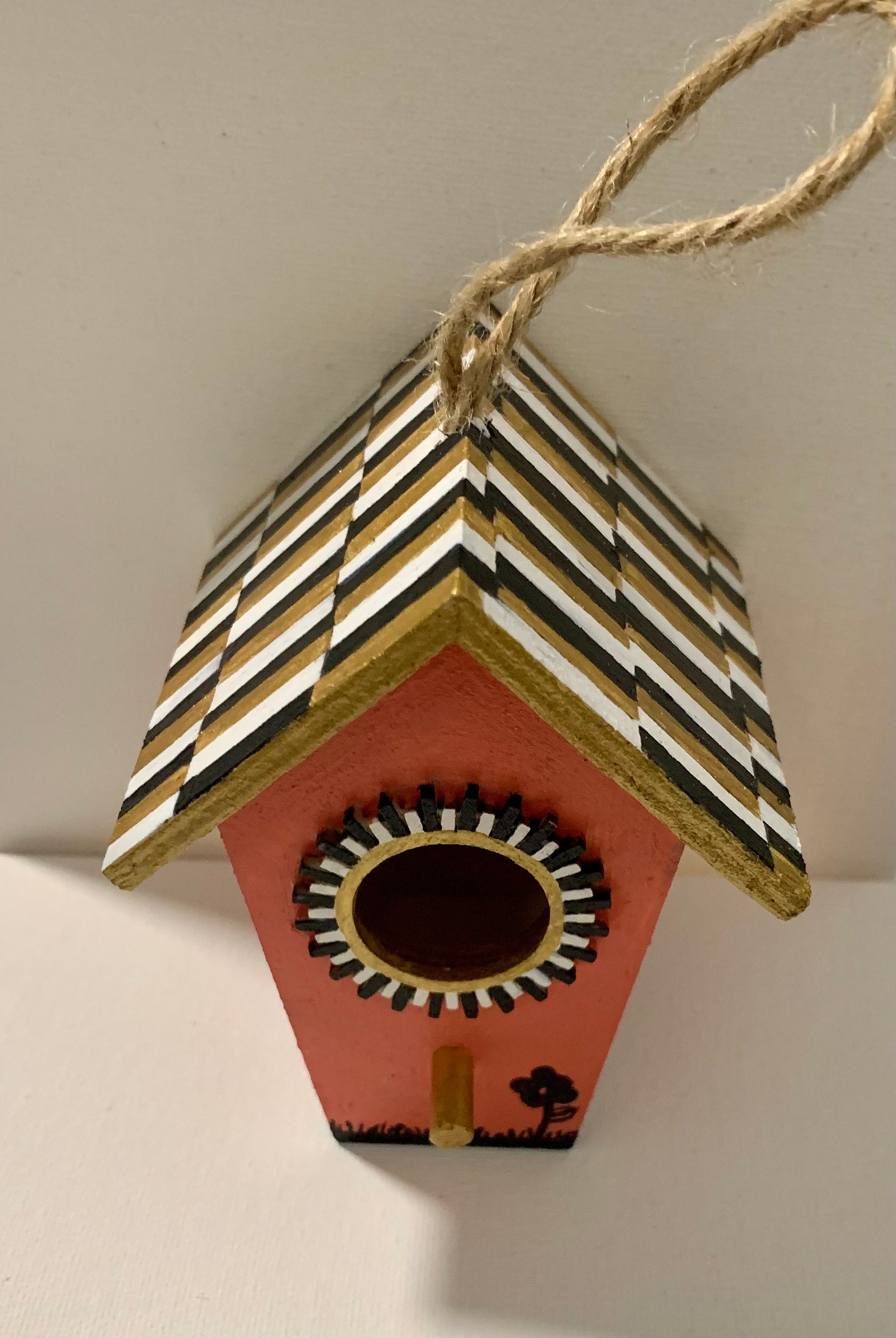 Coral Art Deco Birdhouse - Thumbnail 2
