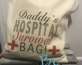 HOSPITAL BAG; new father survival kit; survival bag; new dad gift; dad gifts; tote bag; hospital survival bag; new father bag; tote bag