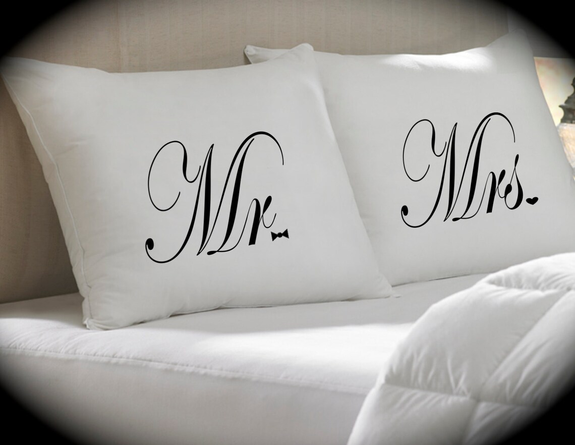 PERSONALIZED MR. & MRS pillowcases wedding gift bride Etsy