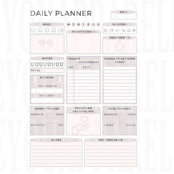 digital daily planner printable; Time management; Task scheduler; To-do lists; Reminders; Goal tracking; productivity tools