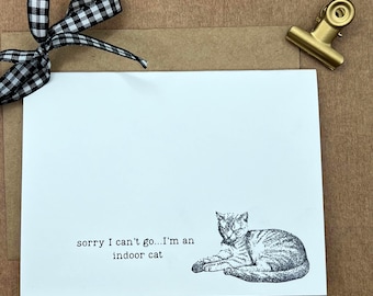 Hand Stamped Cat Greeting Cards Set – Funny Stationery, Kraft Envelopes