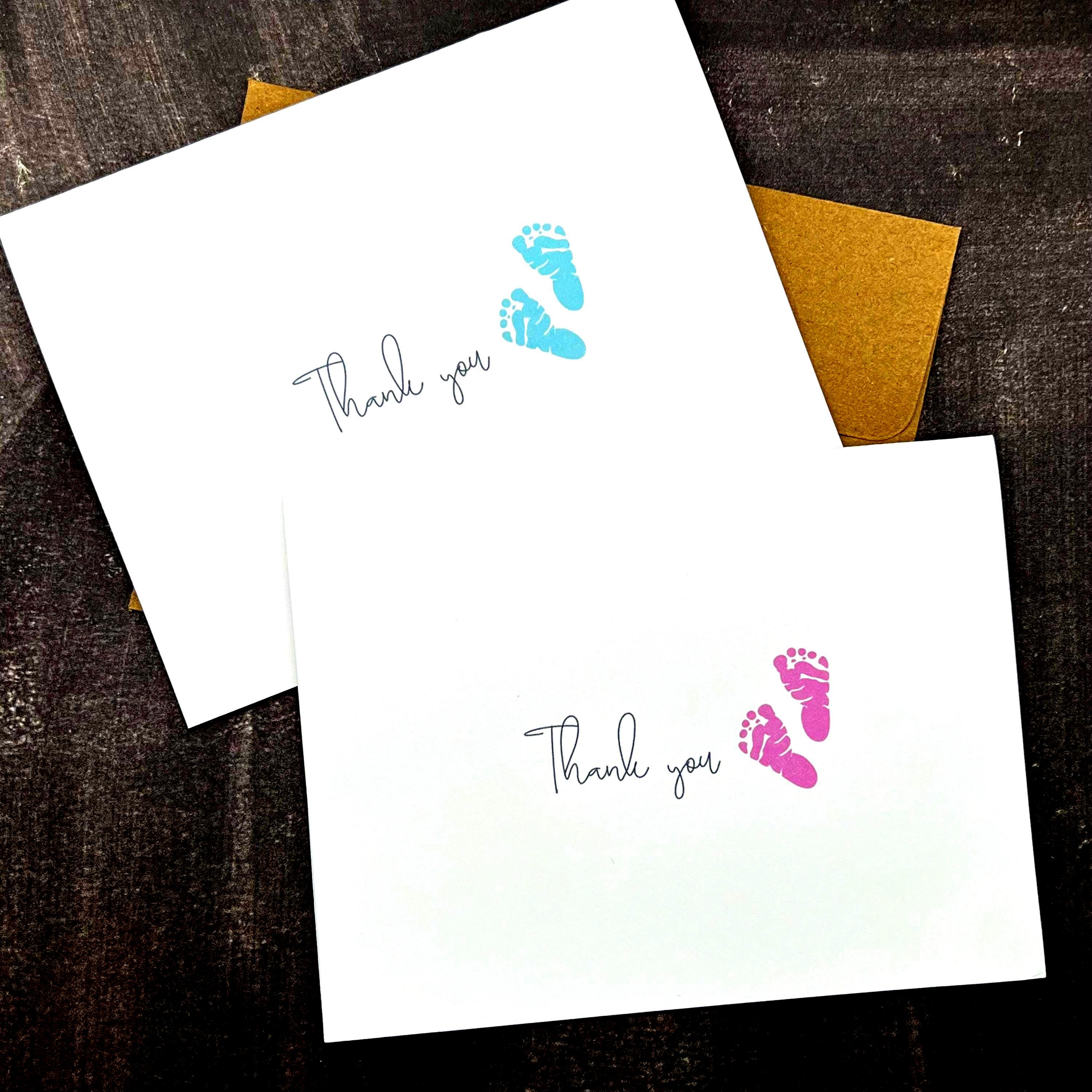 Baby Boy Blue Footprint Thank You Greeting Cards, Baby Shower, Birthdays - View #4