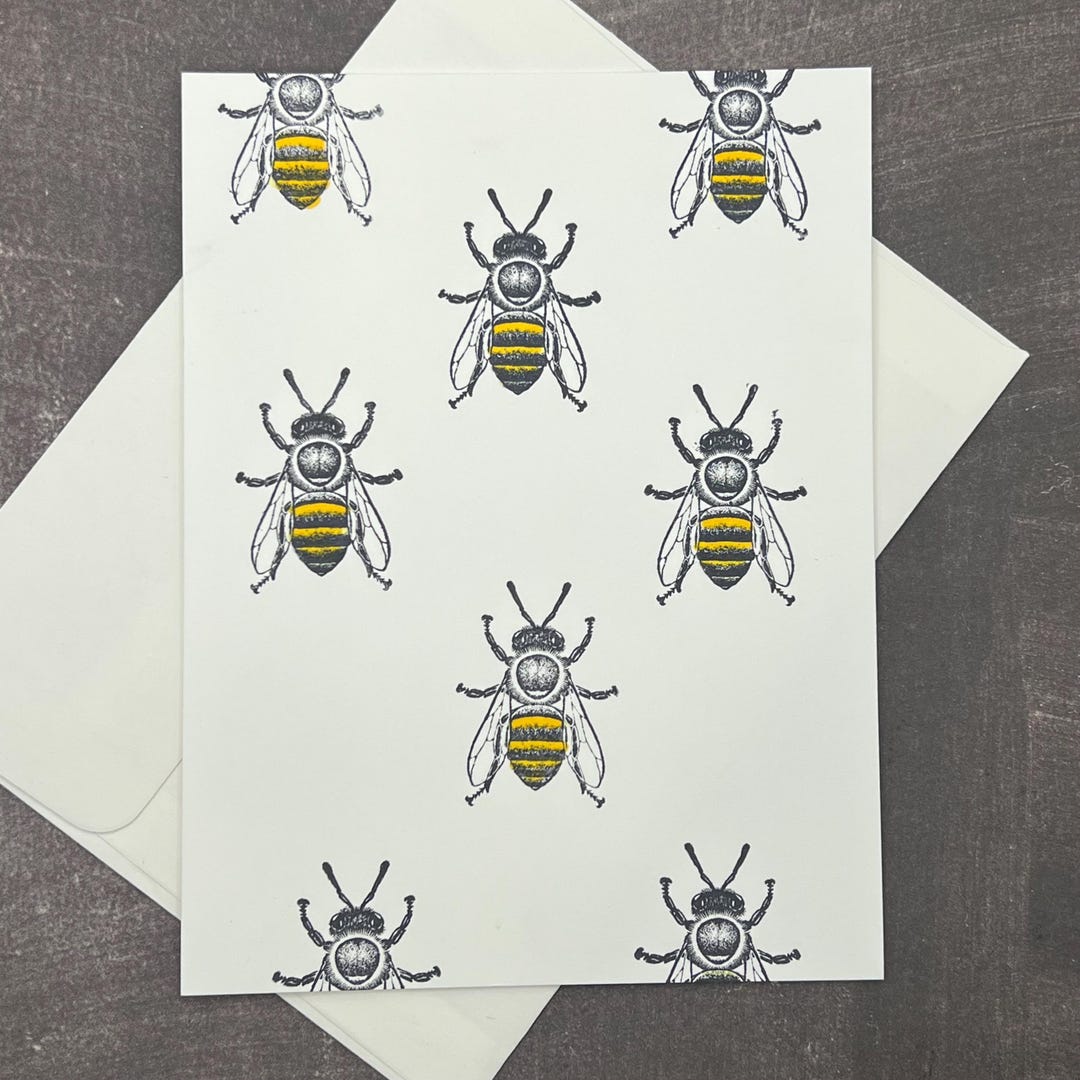 Bee Note Cards – Set of 8 (color, Black & White, or Kraft Paper) - Etsy