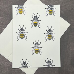 Bee Note Card Stationary | Folded Greeting Cards with Envelopes | Blank Folded Note Cards  | Set of 8 Cards | Handmade Item