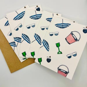 Sommer Vibes | Spaß in der Sonne | Note Card Stationär | Gefaltete Grußkarten mit Umschlägen | Blanko Klappkarten | Set aus 8 Karten