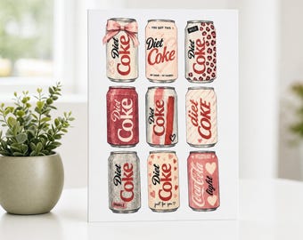 Diet Coke Can Collage Greeting Card, Funny Soda Fan Art (Blank Inside)