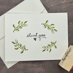 Thank You Hand Stamped Folded Note Card Set with Envelopes | Blank Folded Note Cards  | Set of 8 Cards-4 of Each Design