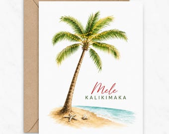 Mele Kalikimaka Hawaiian Christmas Cards Set of 8 Tropical Beach Holiday Greeting Cards