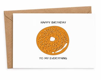Happy Birthday Bagel Card for Partner, Husband, Wife – Food Lover Greeting