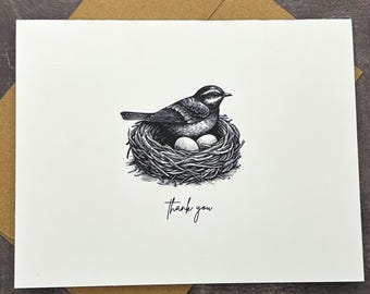 Rustic Bird Nest Thank You Cards: Kraft Stationery Set of 8