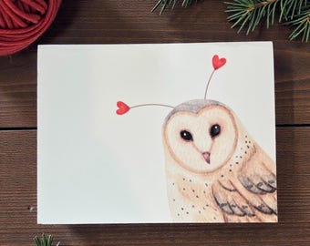Owl Valentine Cards Set, Love Notes with Kraft Envelopes (8-Pack)