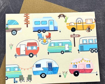 Vintage Camper Note Cards: Colorful RV Travel Stationery Set