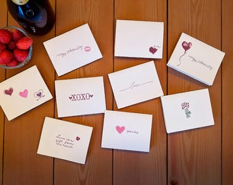 Romantic Greeting Card Set: 9 Unique Love Designs, Kraft Envelopes