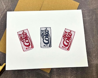 Diet Coke Hand-Stamped Cards: Pop Art Soda Can Design, Choose set size