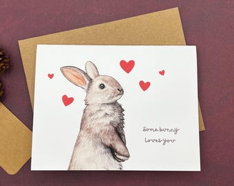 Bunny Valentine's Day Card with Kraft Envelope