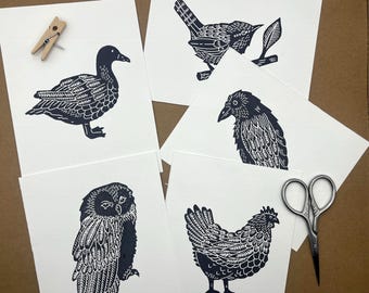 Handcrafted Bird Notecard Set: 10 Black & White Nature-Inspired Designs for Stationery Lovers