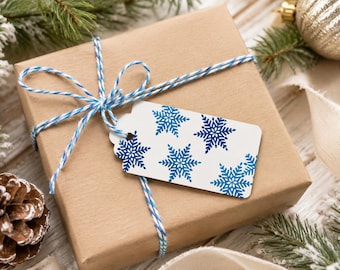 Blue Snowflake Gift Tags – Festive Winter Wrapping Labels (Set of 12)