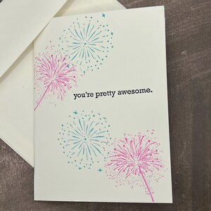 Your Awesome handgestempelde gevouwen notitiekaarten met enveloppen | Blanco gevouwen notitiekaarten | Set van 8 kaarten: veelkleurig/zwart
