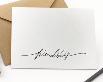 Hand Stamped Friendship Cards – Minimalist A2 Note Cards with Kraft Envelopes