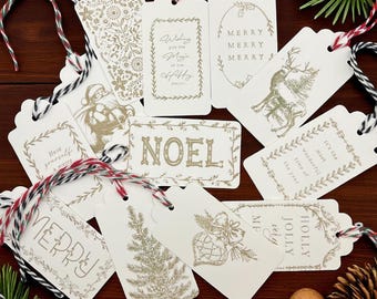 Handmade Vintage Style Christmas Gift Tags, Rustic Holiday Wrapping Supplies