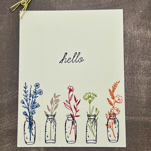 Hello Flower Note Card Stationary | Folded Greeting Cards with Envelopes | Blank Folded Note Cards  | Set of 8 Cards | Handmade Item