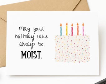 Funny Birthday Cake Card: Moist Humor Greeting with Kraft Envelope