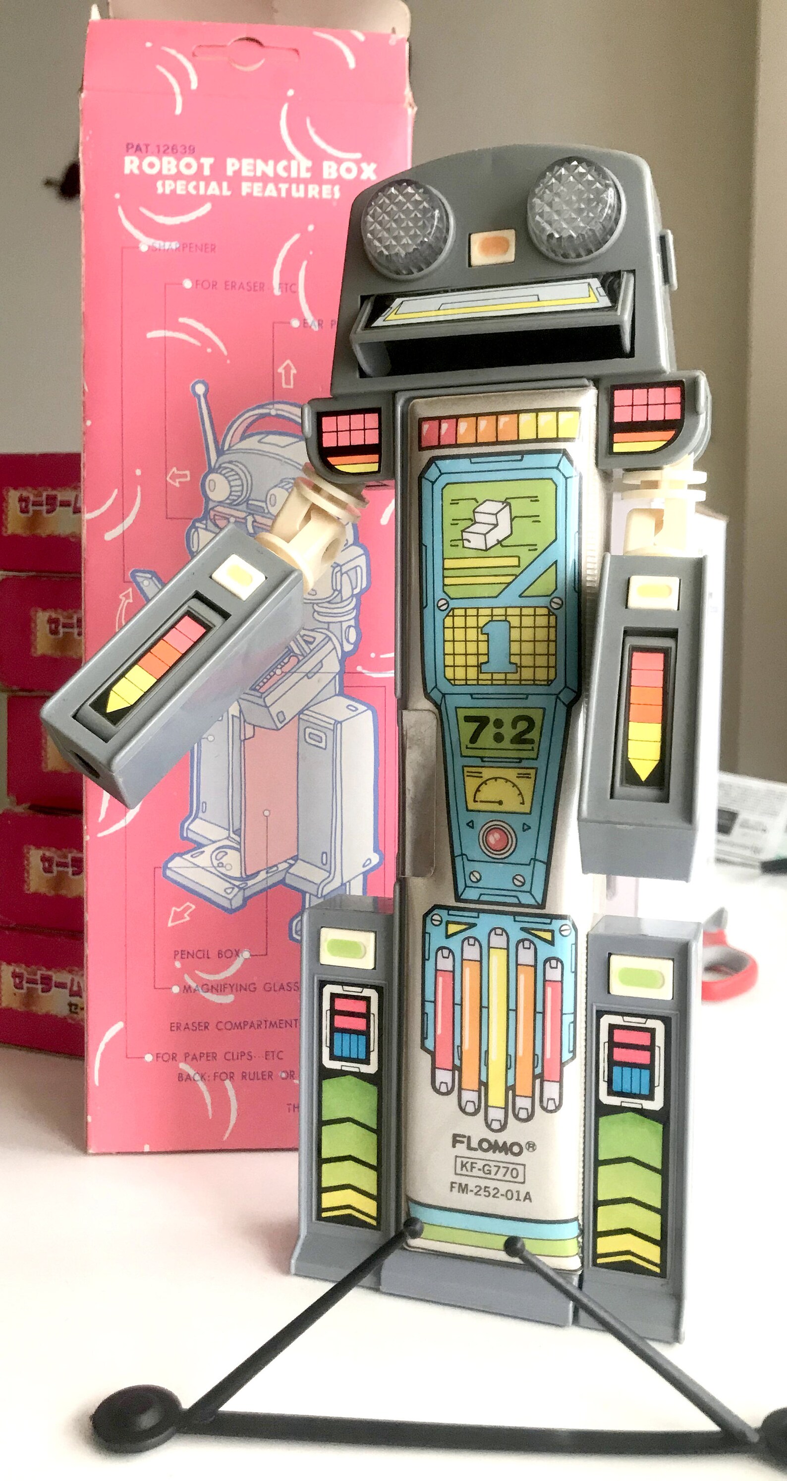 Vintage FLOMO ROBOT Pencil Box gray Etsy